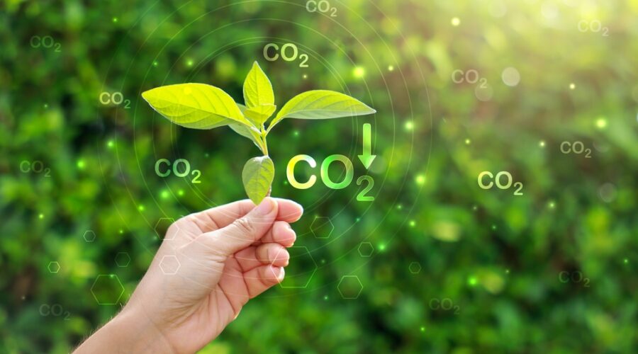 Co2,Or,Carbon,Concept,With,Icons,On,Green,Background.,Co2